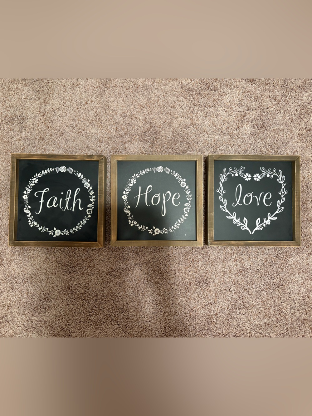 Hobby Lobby Black and Brown Faith Hope Love Wall Trio